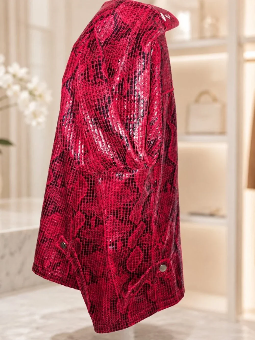 Hearts of Palm Woman Red Snakeskin Print Zip Jacket Size 20W